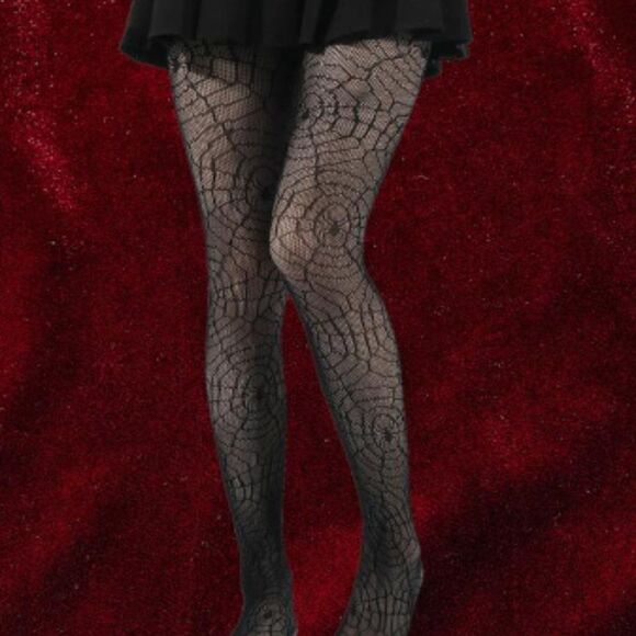 NWT, Goth Spider Web Pattern Fishnet Tights, One Size - Picture 1 of 1